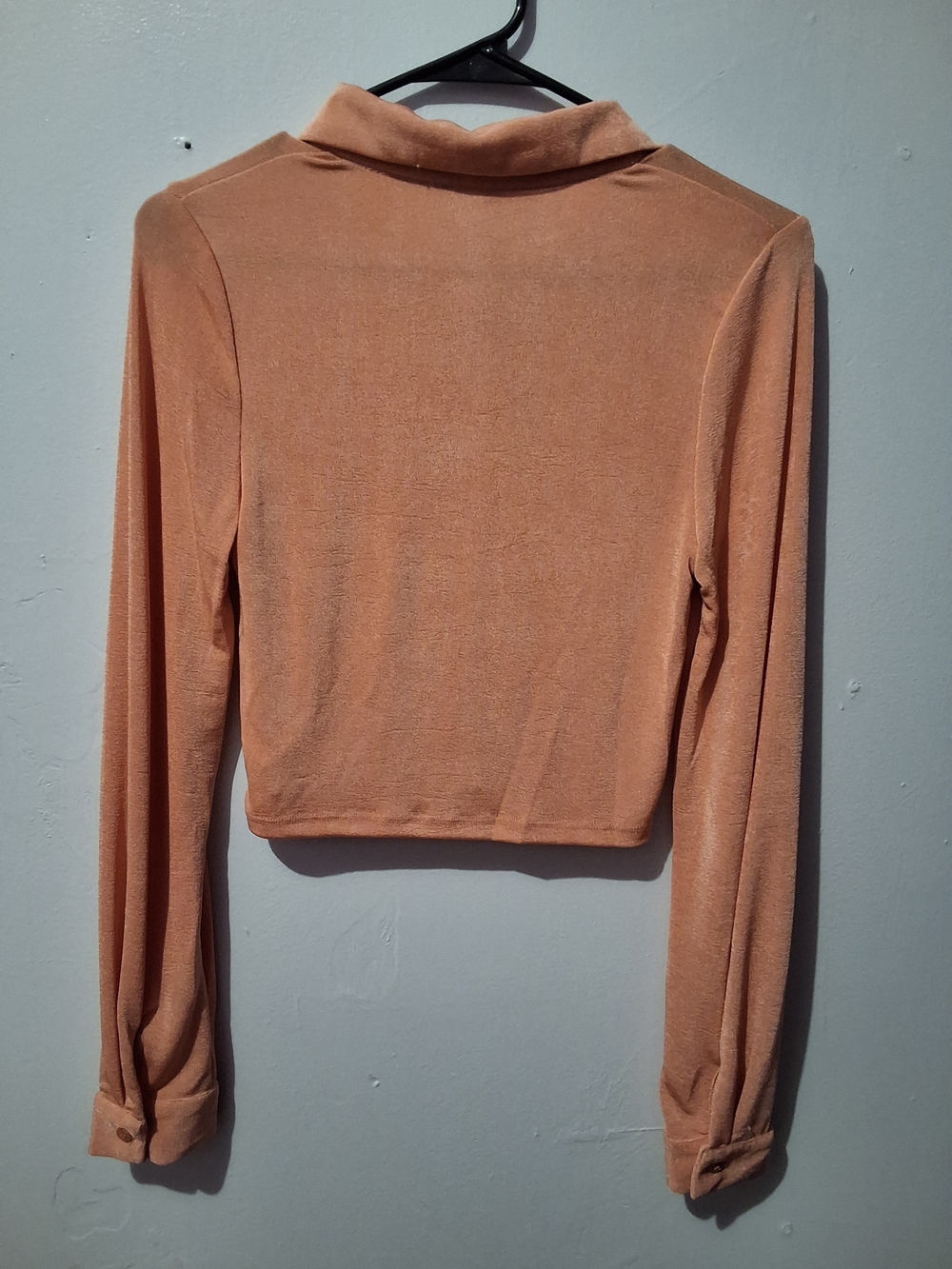 EVRI Peach Ruched Button-Front Collared Blouse - Picture 6 of 10